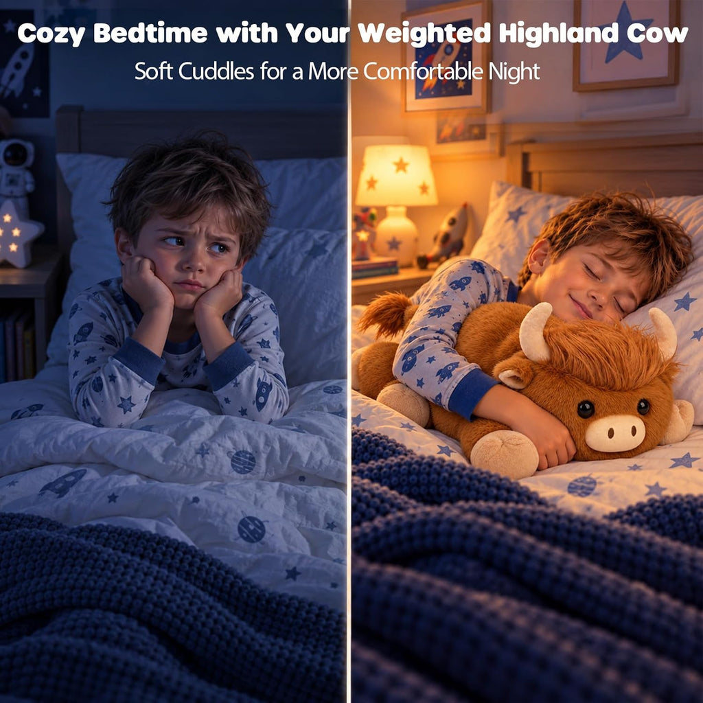 Weighted Highland Cow Stuffed Animal, Weighted Plush Toy