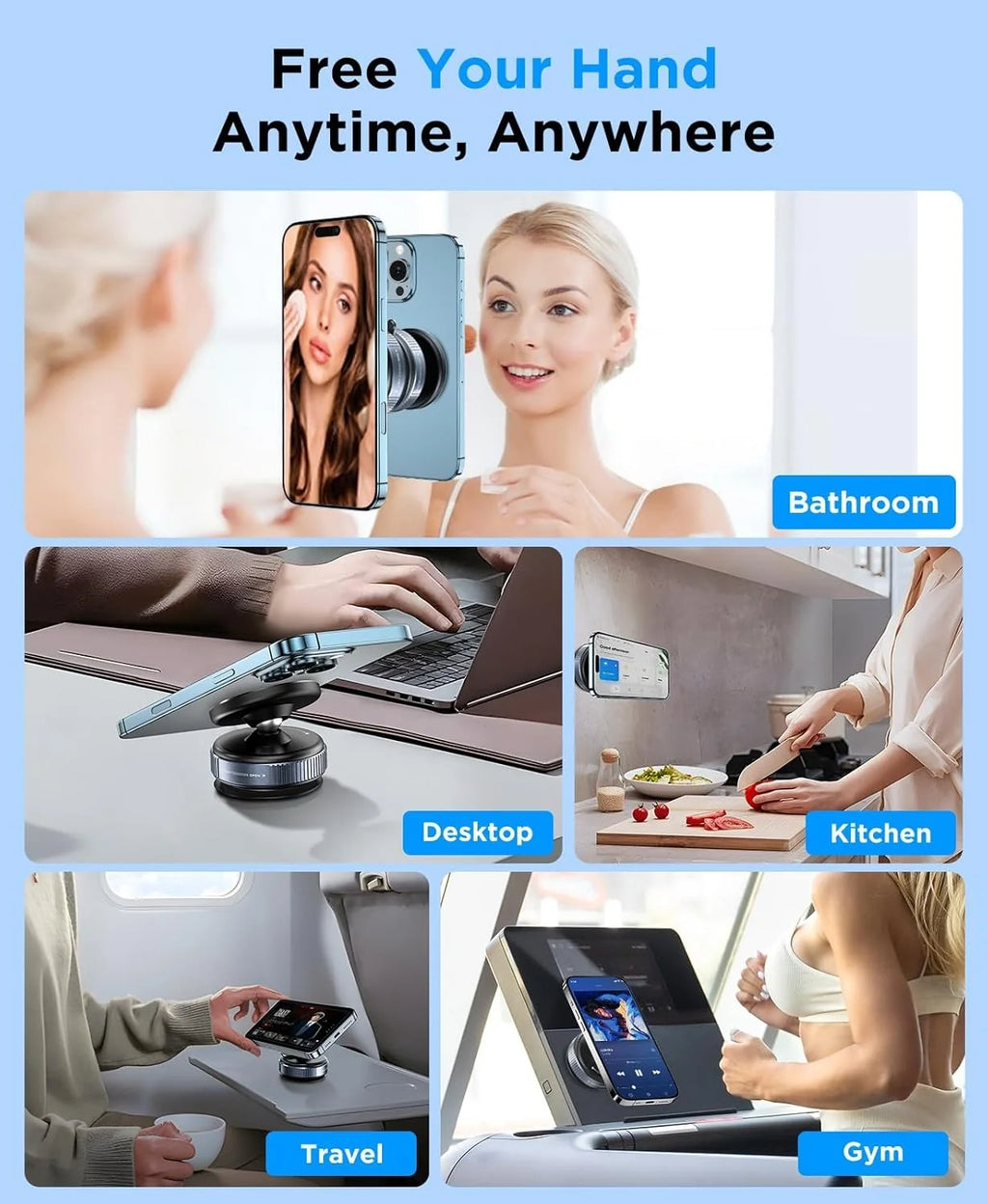 Car Phone Holder, Upgraded 360Adjustable Vacuum Suction 20X Magnets
