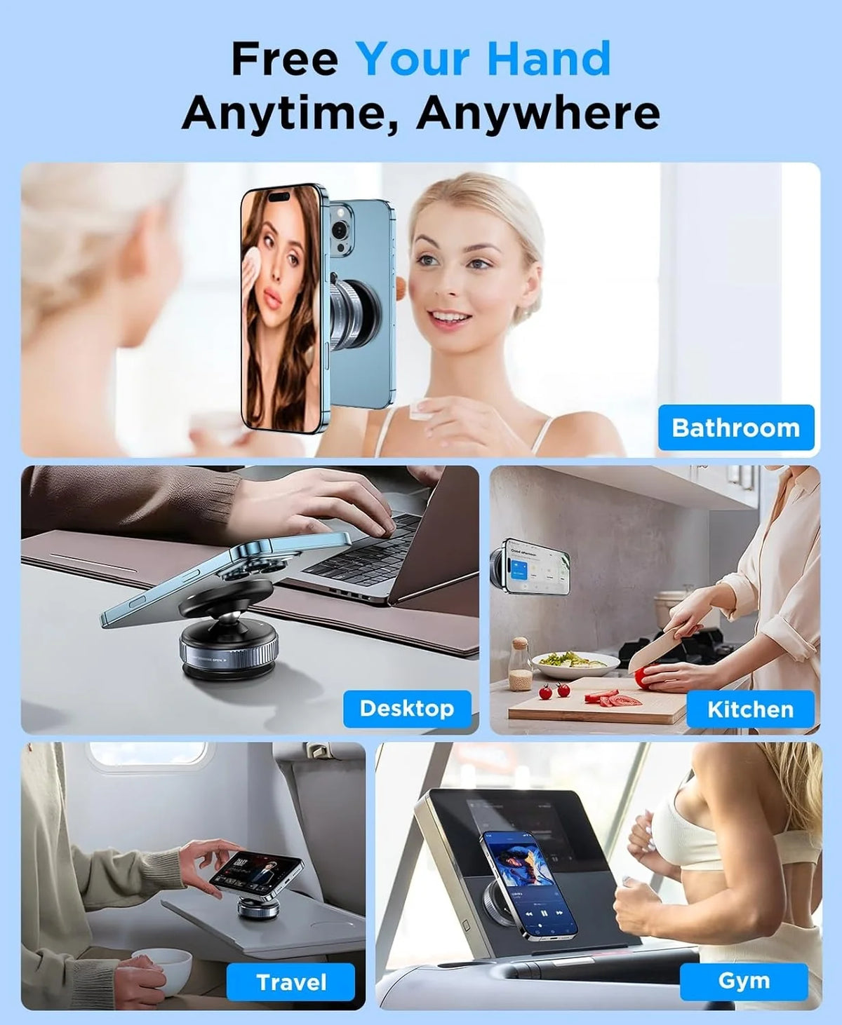 Car Phone Holder, Upgraded 360Adjustable Vacuum Suction 20X Magnets
