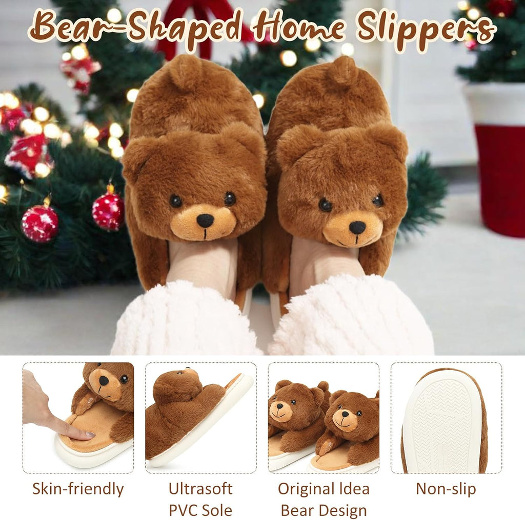 Women'S Men'S Valentines Slippers Cute Bear Slippers,Fuzzy Animal Indoor House Shoes,Gifts for Valentines Day Birthday,Pillow Cloud Warm Fluffy Slipper with Thick Soled