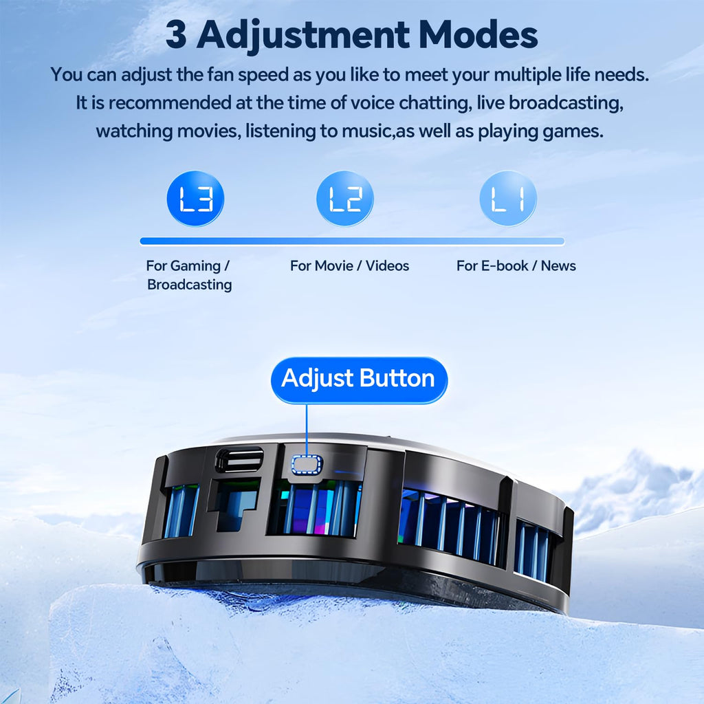 Magnetic Cell Phone Cooler, RGB Phone Cooling Fan Portable Lightweight Mobile Phone Cooling Fan, Phone Radiator with Larger Cooling Area for Phone/Tablet/Ipad (With Digital Displays)