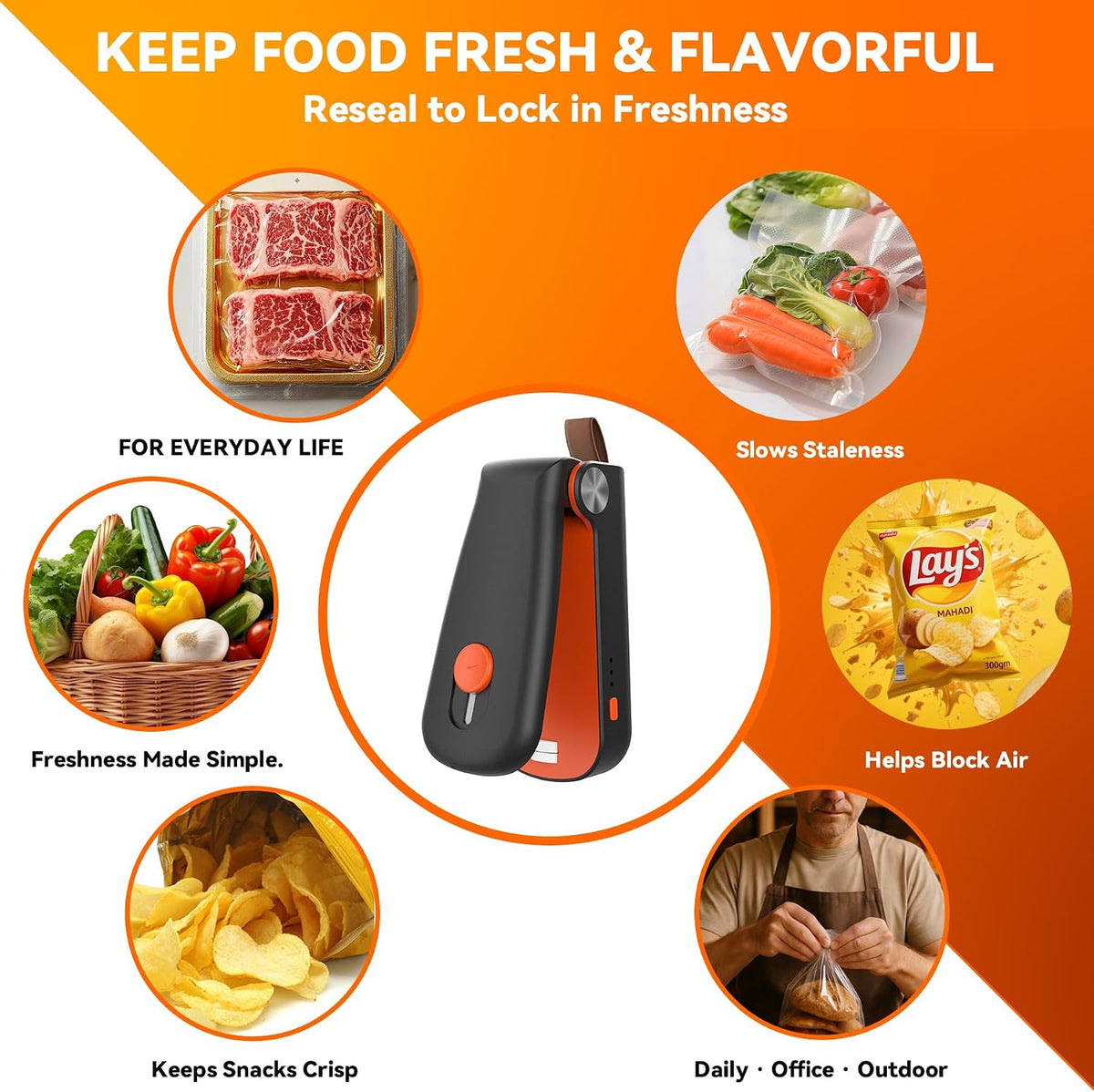 Mini Bag Sealer, Upgraded USB Rechargeable 3 Heat Levels Chip Bag Sealer Black