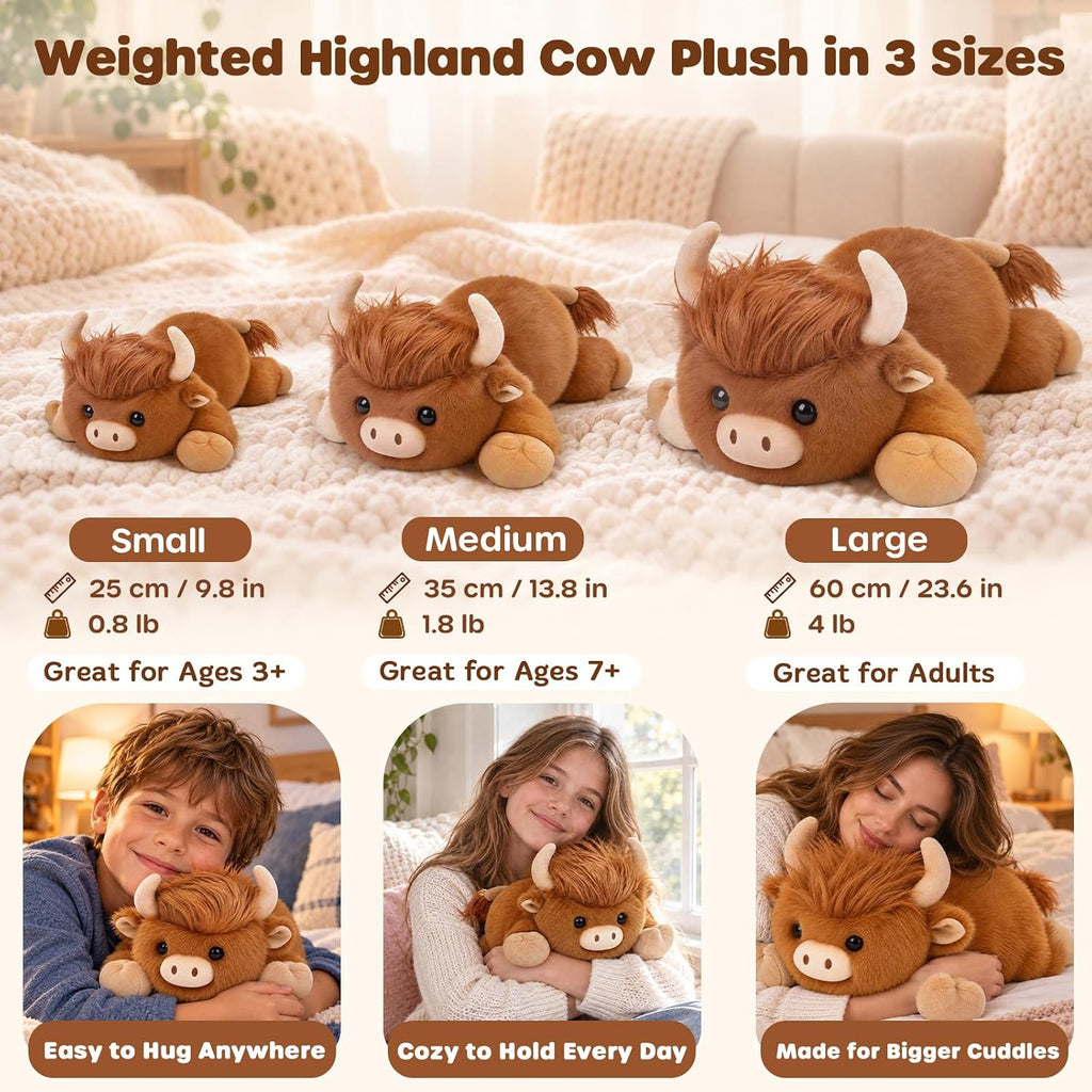Weighted Highland Cow Stuffed Animal, Weighted Plush Toy