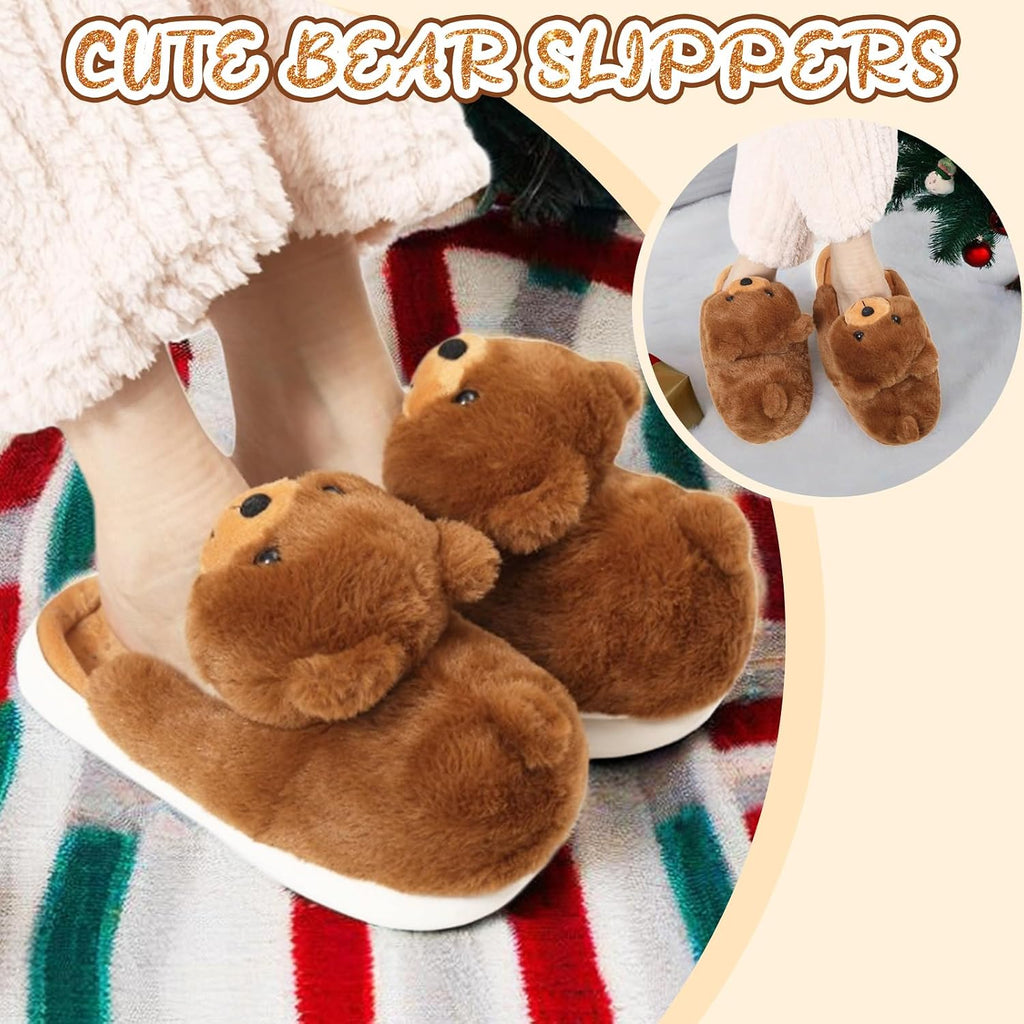 Women'S Men'S Valentines Slippers Cute Bear Slippers,Fuzzy Animal Indoor House Shoes,Gifts for Valentines Day Birthday,Pillow Cloud Warm Fluffy Slipper with Thick Soled