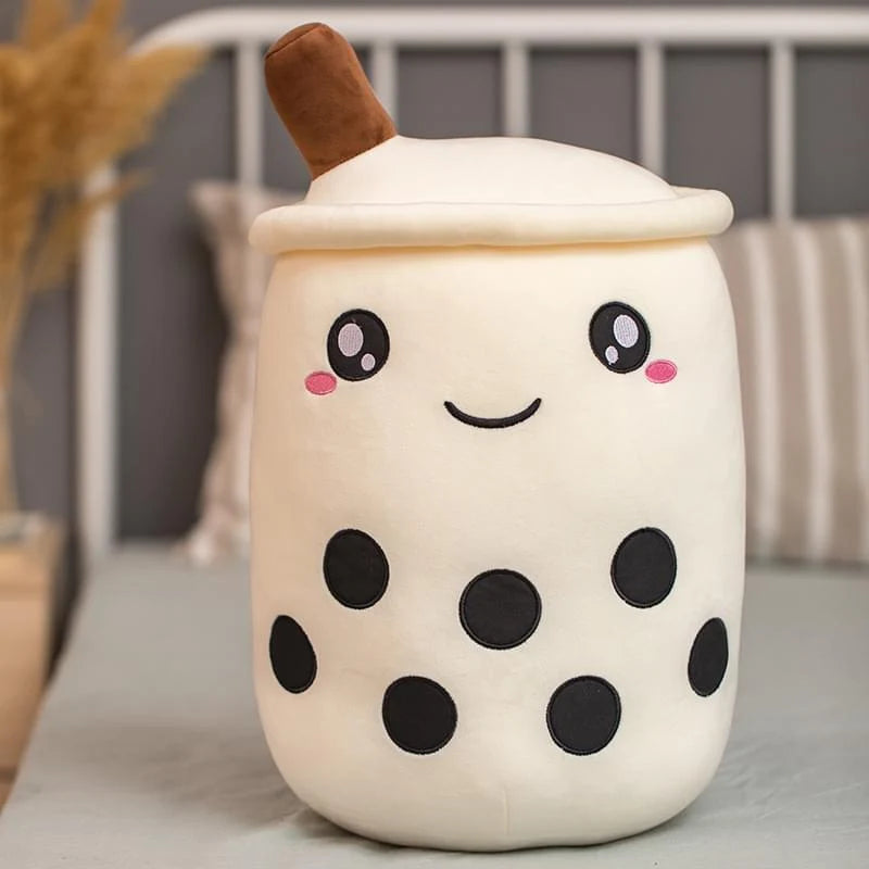 Cute Fruit Drink Plush Stuffed Soft Strawberry Milk Tea Plush Boba Tea Cup Toy Bubble Tea Pillow Cushion Kids Gift