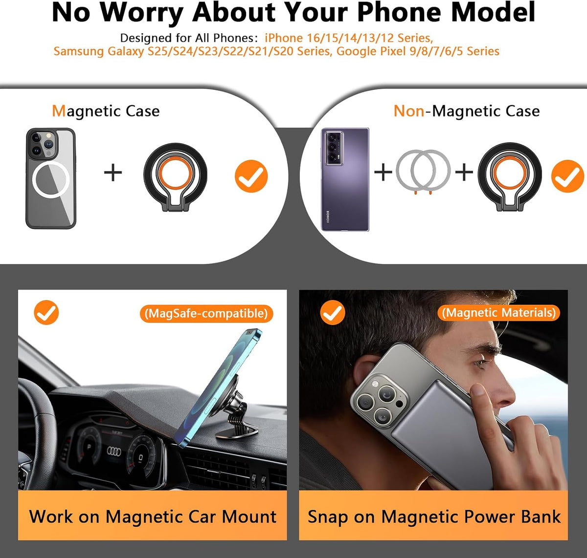 Magnetic Phone Grip Holder for Magsafe Ring Stand Holder Adjustable Stand