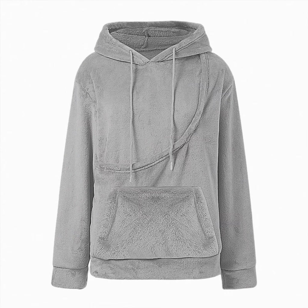 Womens Dog Pouch Hoodie with Kangaroo Pocket Oversized Pet Carrier Sweatshirts Animal Holder Long Sleeve Pullover,Grey,Xxl
